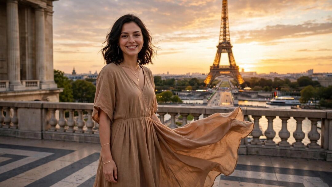 Golden hour in Paris Eiffel Tower daily look