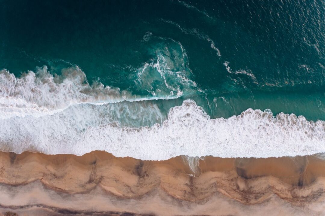 Aerial view of ocean waves